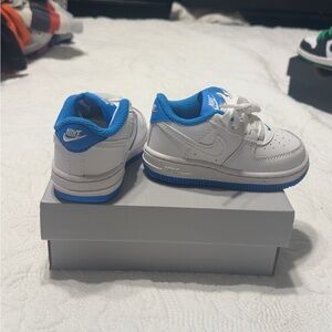 Nike Kids White and Blue Sneakers